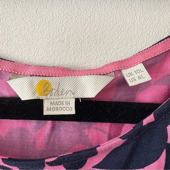Boden Elisa Empire Dress Women Sz 6L Pink Midi Crewneck Cap sleeve Jersey Preppy - Picture 3 of 10